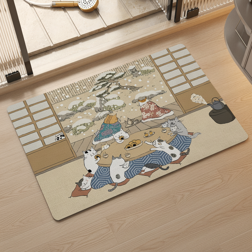 Tapis de bain en diatomite motif Chat