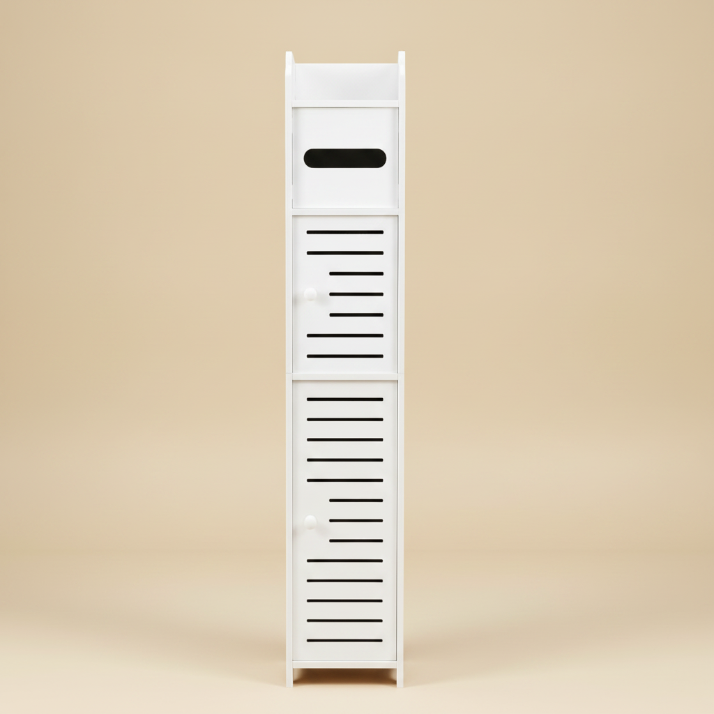 Colonne de rangement salle de bain blanche