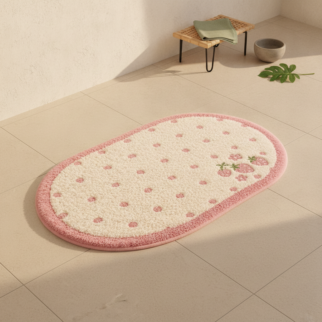Tapis de bain moelleux rose fraise