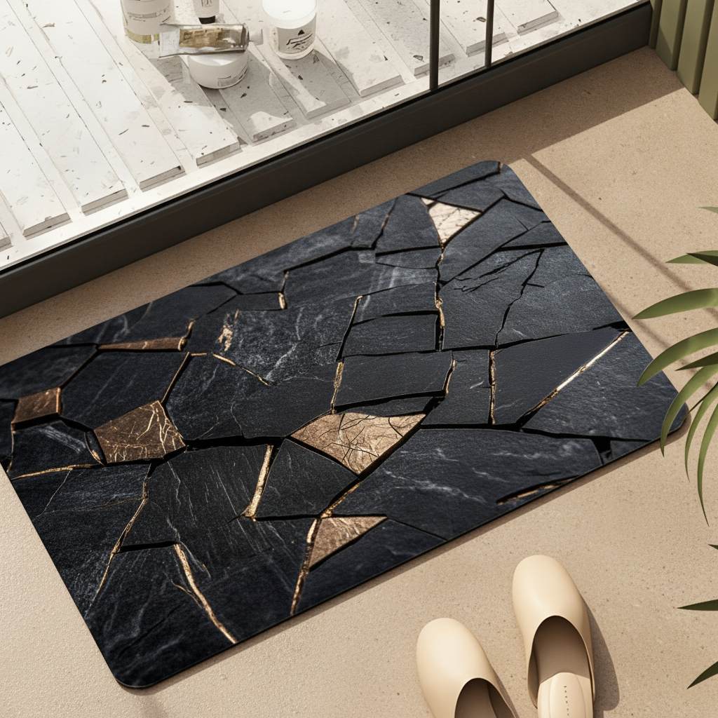 Tapis de bain en diatomite effet marbre