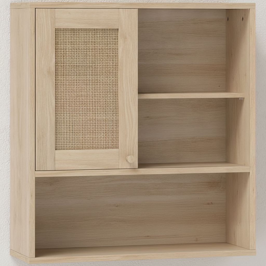Armoire de salle de bain murale en rotin