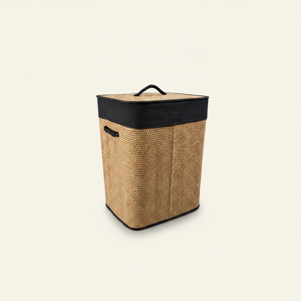 Panier à linge en bambou avec couvercle
