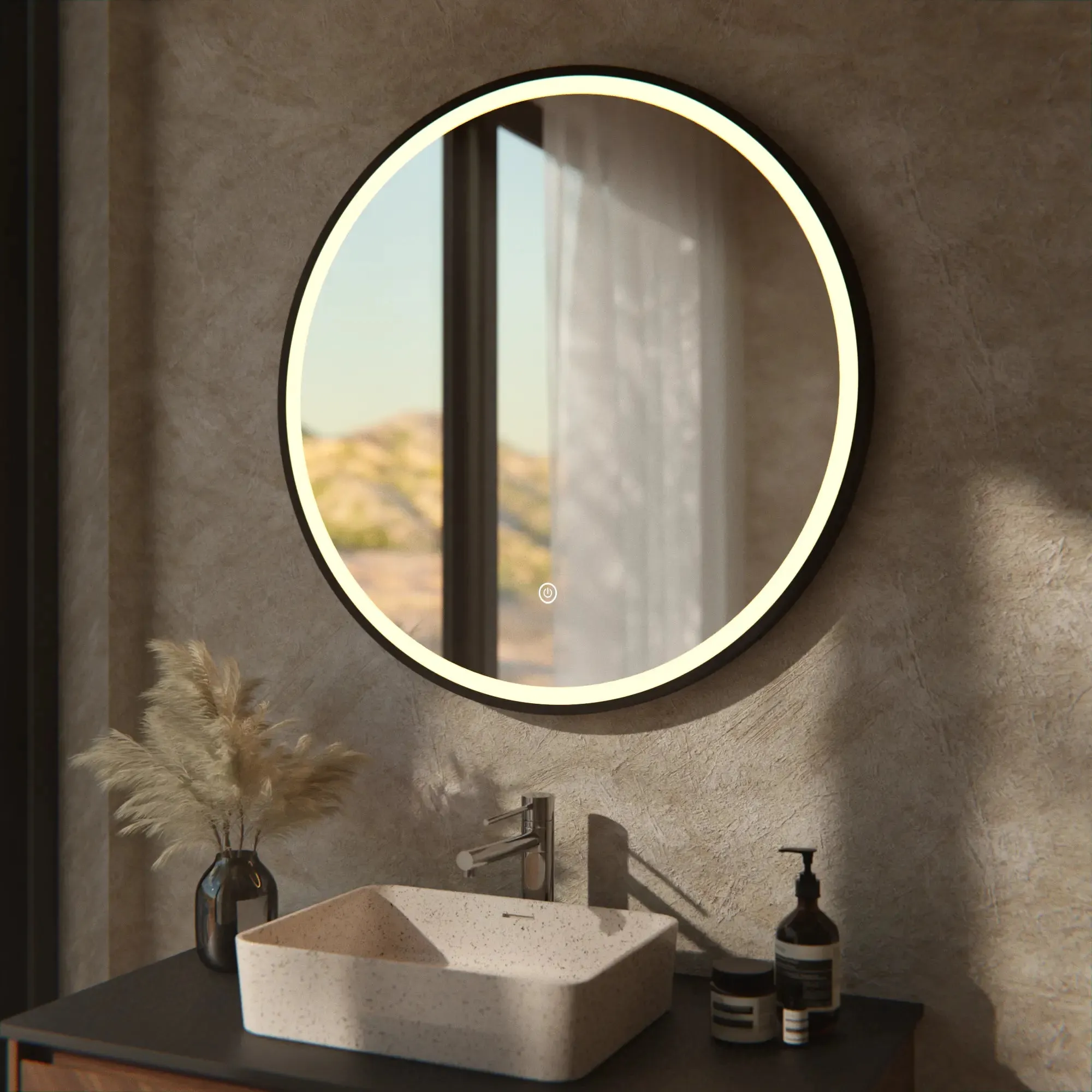 Miroir de salle de bain - 80 cm - Cadre Noir - Précommander