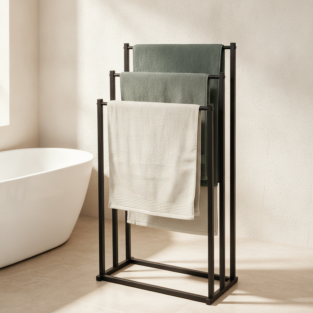 Porte-serviettes sur pied minimaliste 3 niveaux