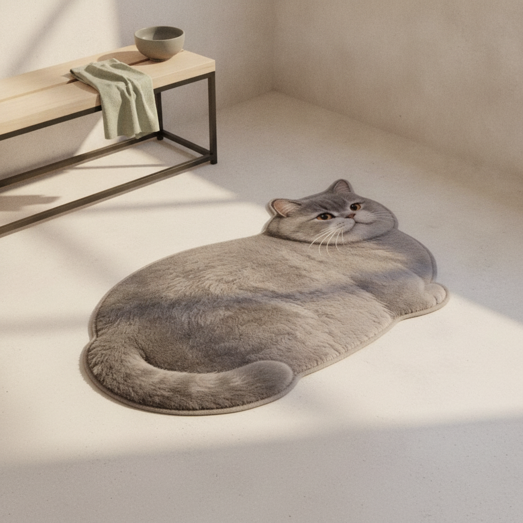 Tapis de bain en diatomite silhouette chat
