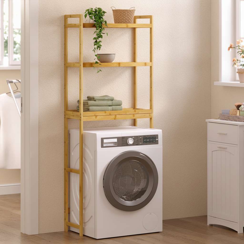Meuble dessus WC en bambou 3 étagères