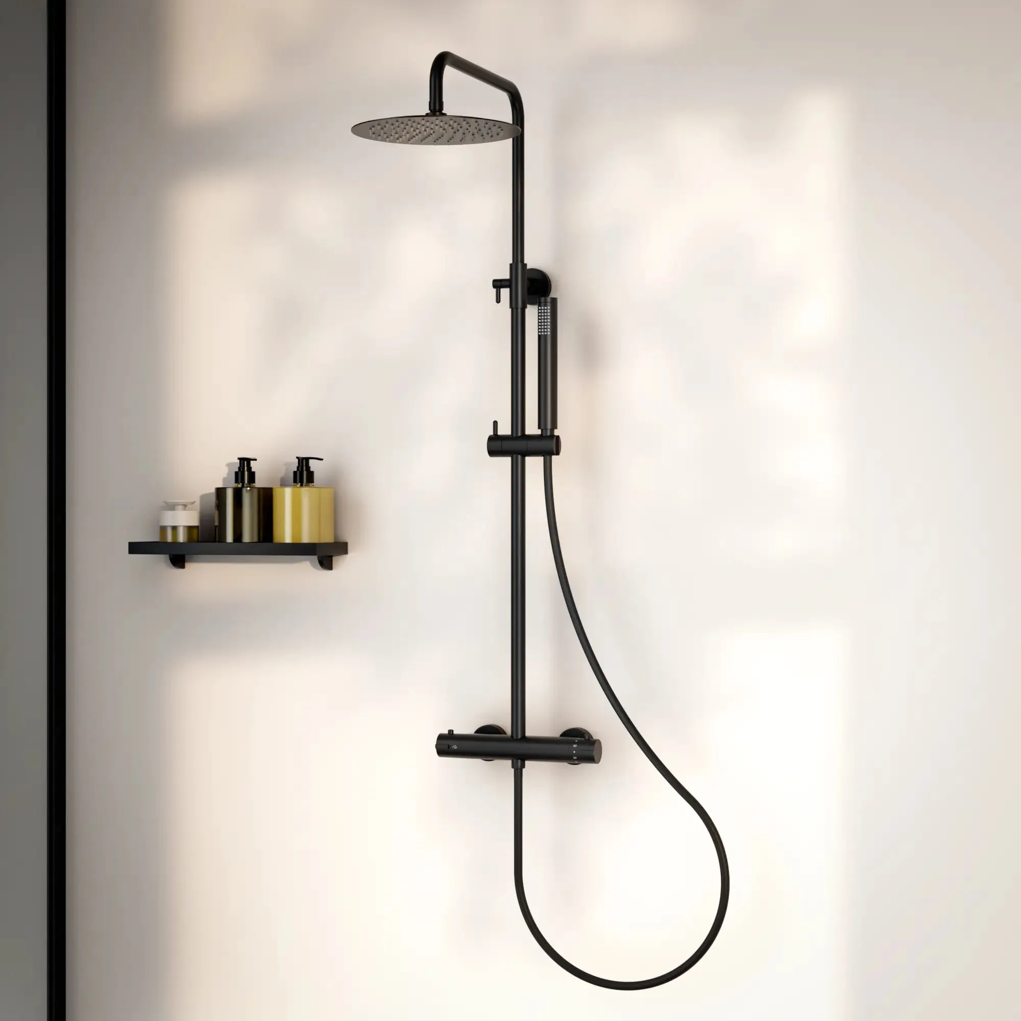 Douche de pluie Valo - Noir mat avec mitigeur thermostatique - 25 cm - Précommander