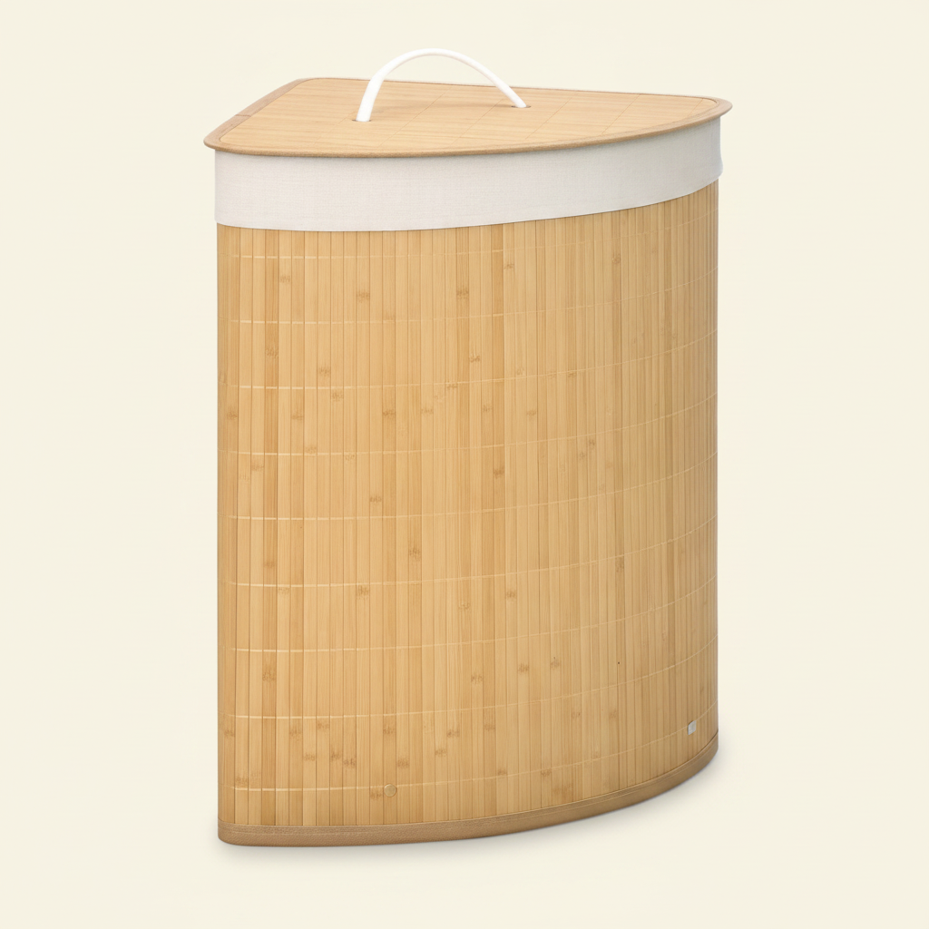 Panier à linge d'angle en bambou 55L