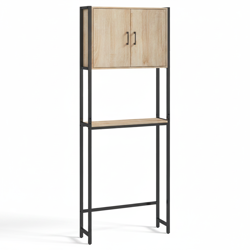 Meuble dessus WC avec placard 2 portes