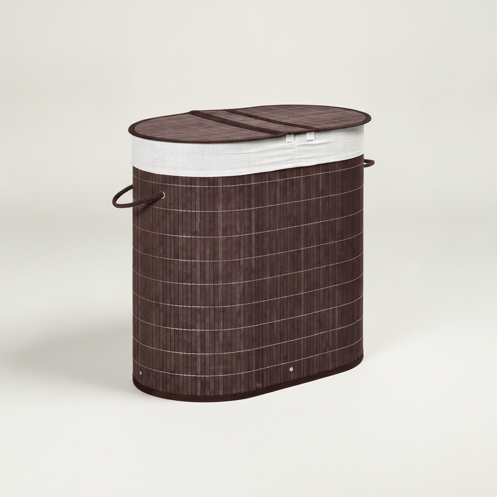 Panier à linge en bambou 2 compartiments 100L