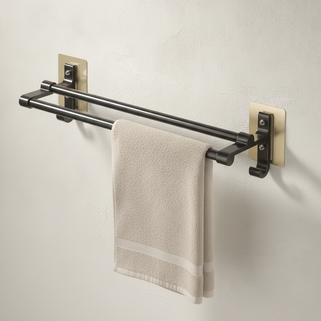 Porte-serviette mural double sans perçage