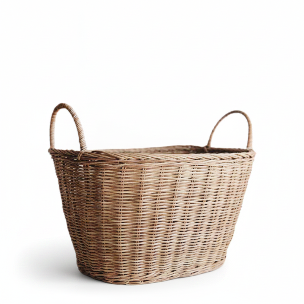 Panier à linge tressé avec poignées