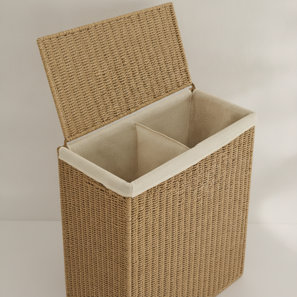 Panier à linge en osier avec couvercle