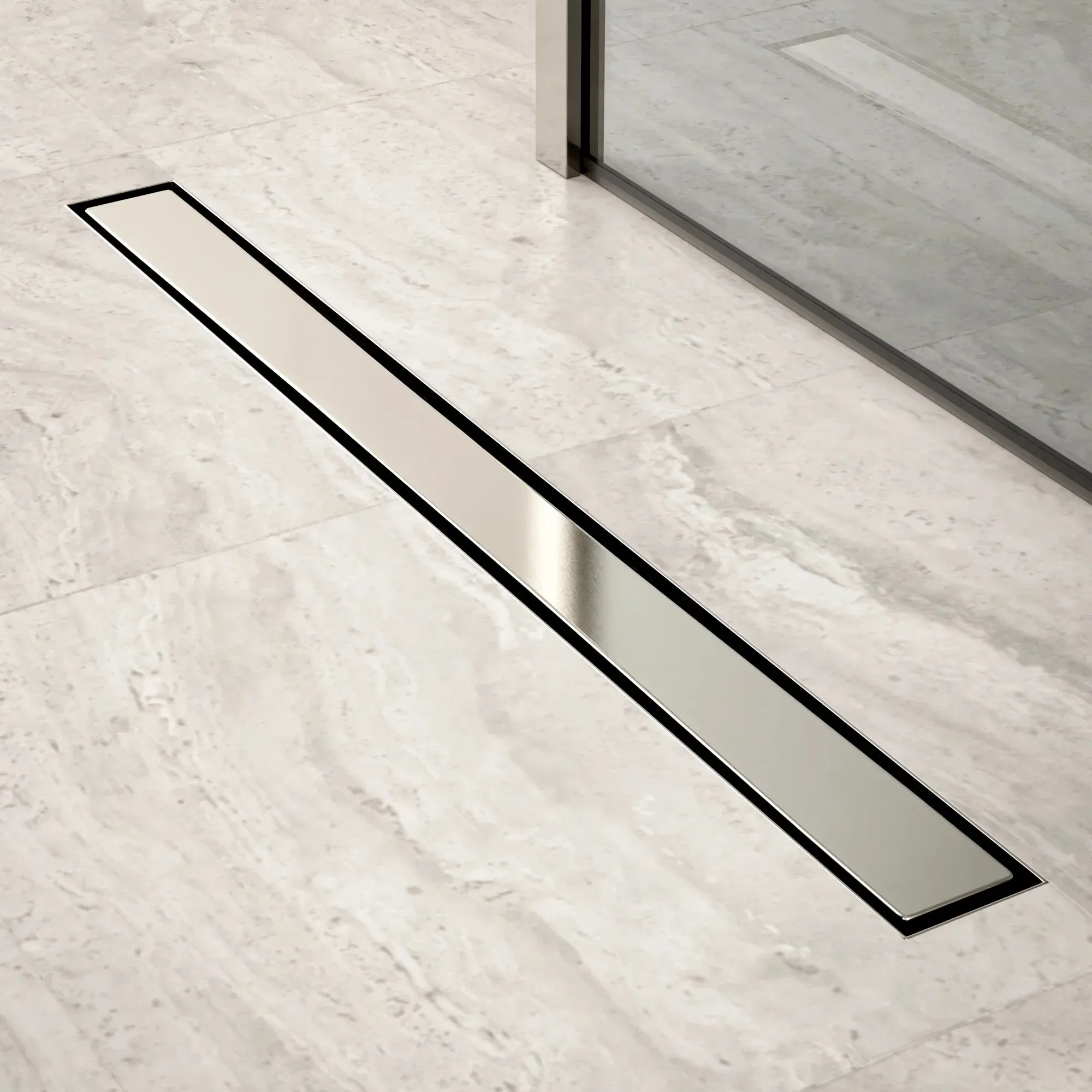 Caniveau de douche – 80 cm – Grille a carreaux – Acier inoxydable – avec bride - Précommander