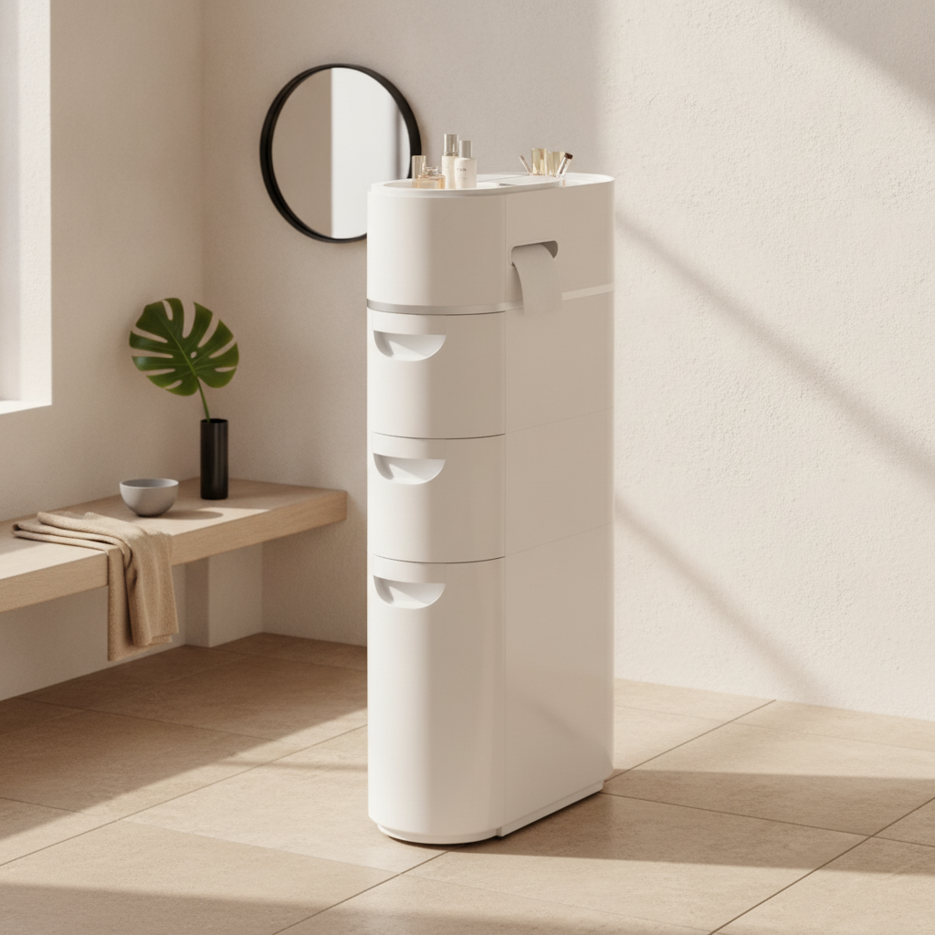 Étagère de salle de bain étroite autoportante