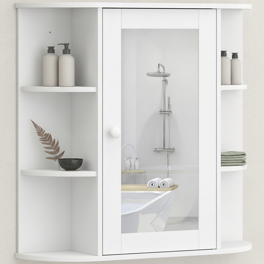 Armoire de toilette murale avec miroir et étagères