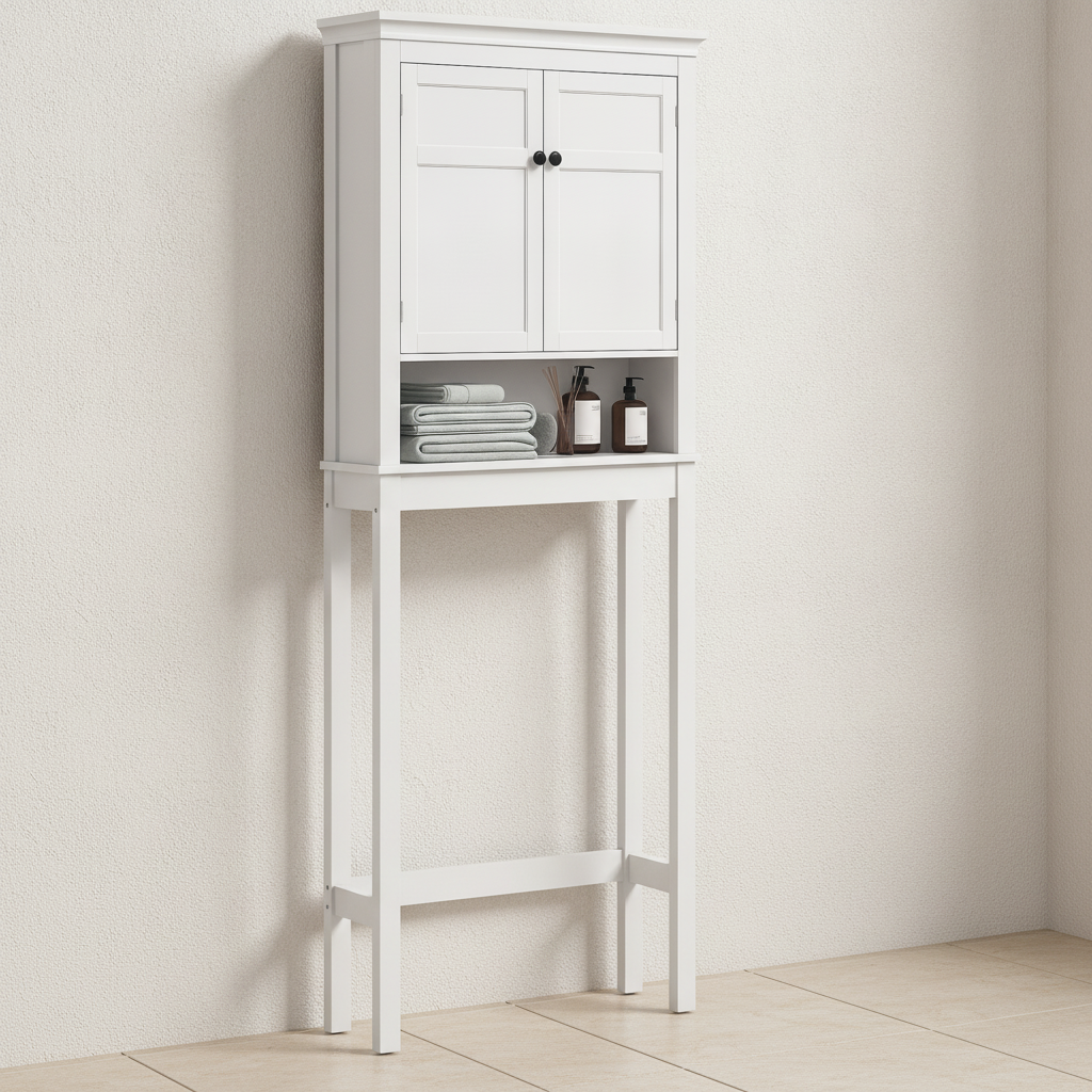 Meuble dessus WC 2 portes blanc 70x20x175 cm