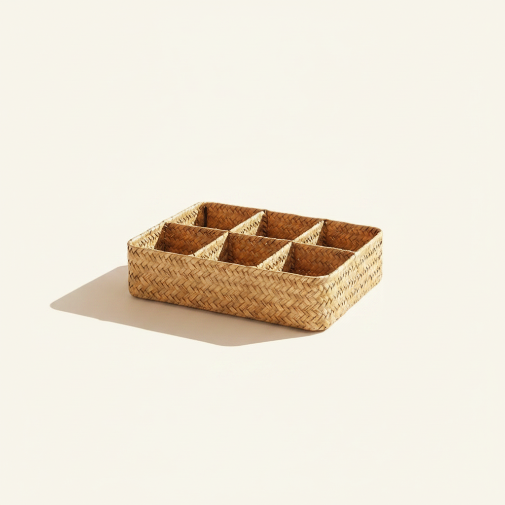 Panier de rangement 4 compartiments en saule