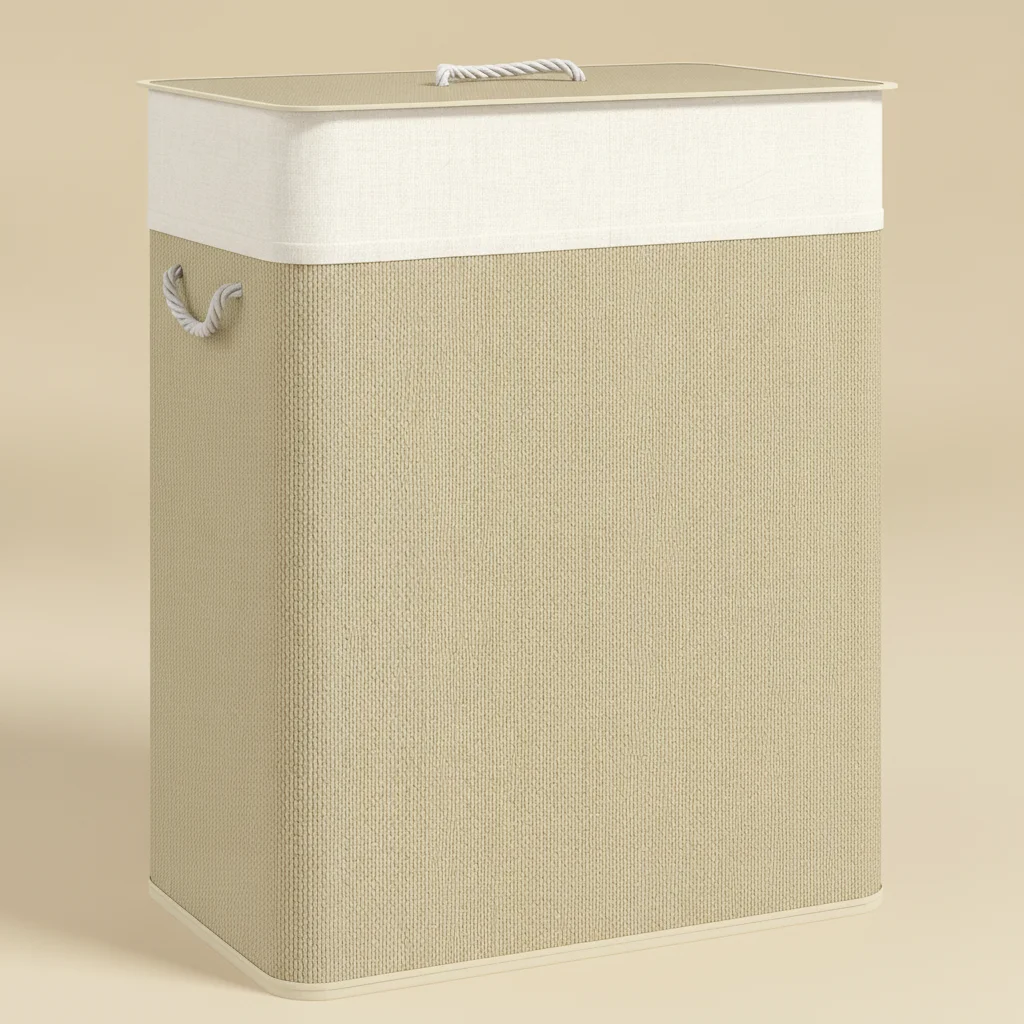 Panier à linge double en bambou 100L