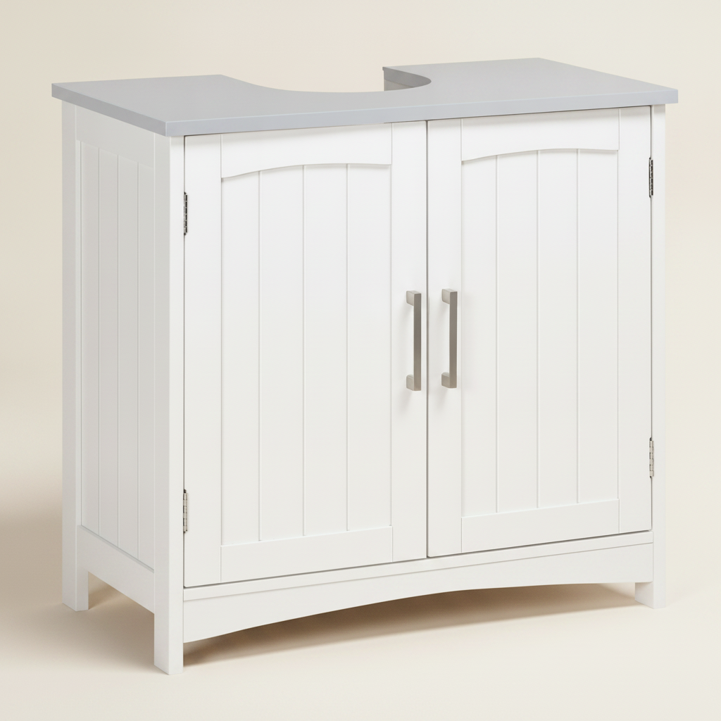 Meuble sous-lavabo à double portes blanc