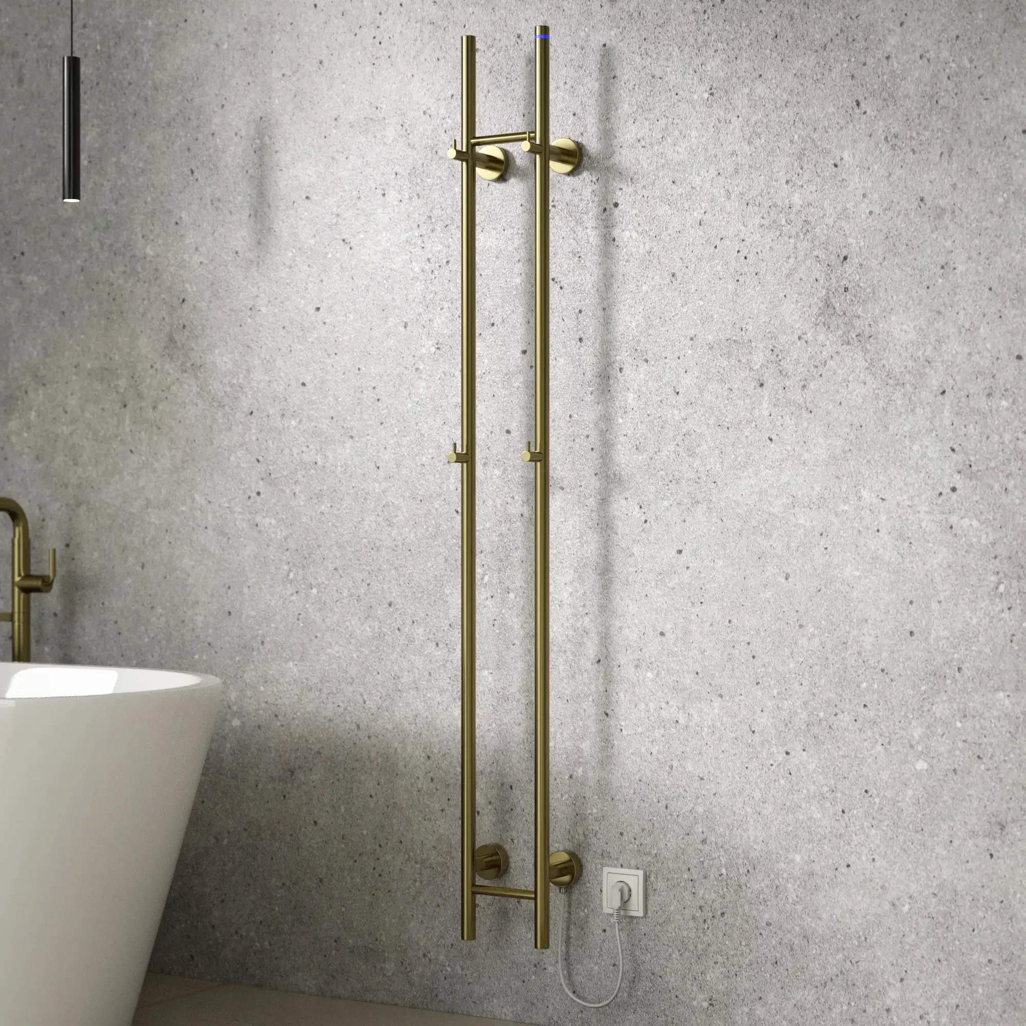 Sèche-serviettes électrique double doré 70W 150x16.8 cm
