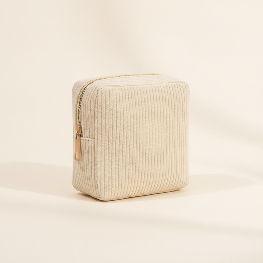 Trousse de maquillage en velours côtelé