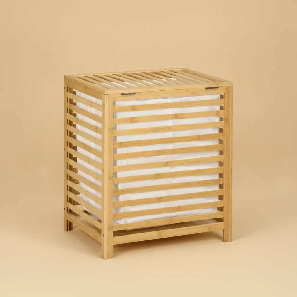 Panier à linge en bambou naturel 55L