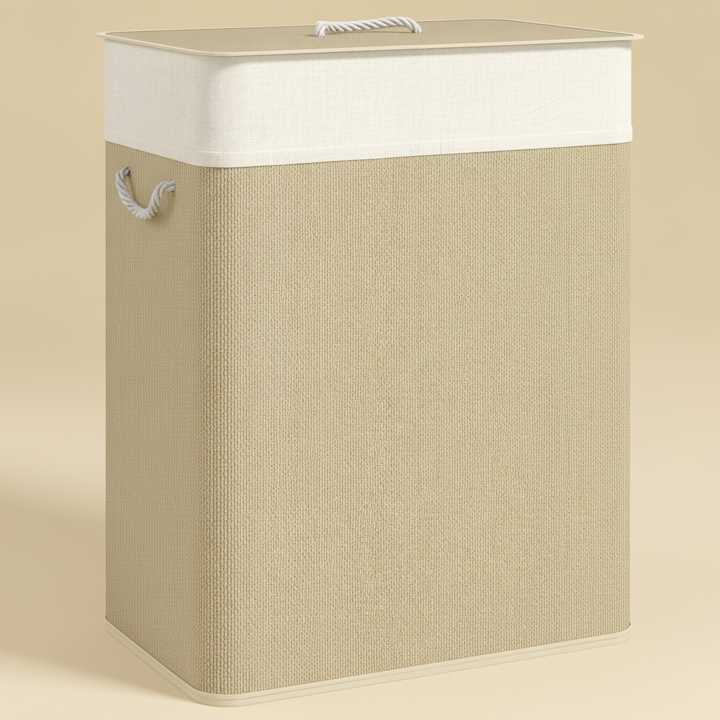 Panier à linge double en bambou 100L