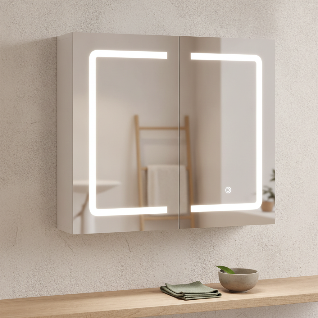 Armoire de toilette miroir LED 70x16x60cm