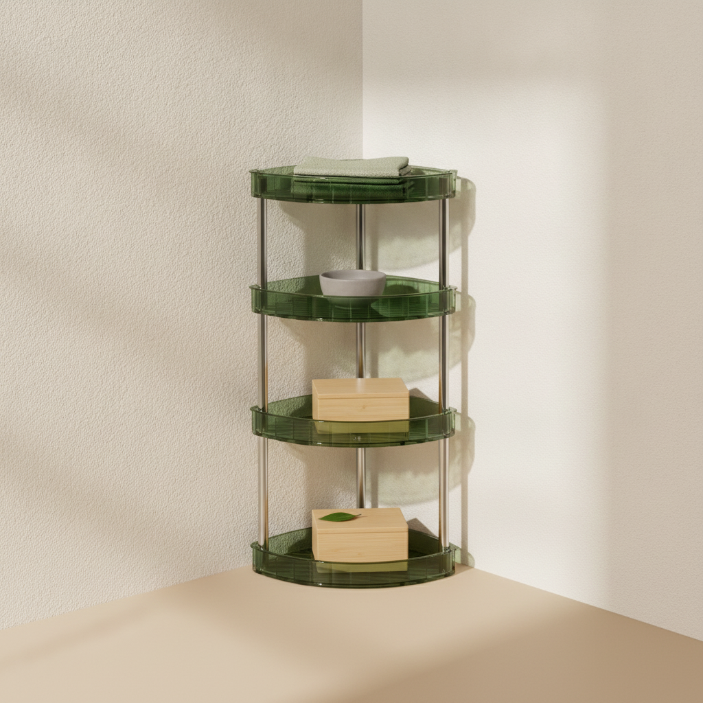 Étagère d'angle pour comptoir de salle de bain