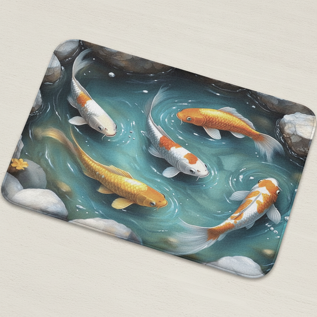 Tapis de bain antidérapant motif Koï