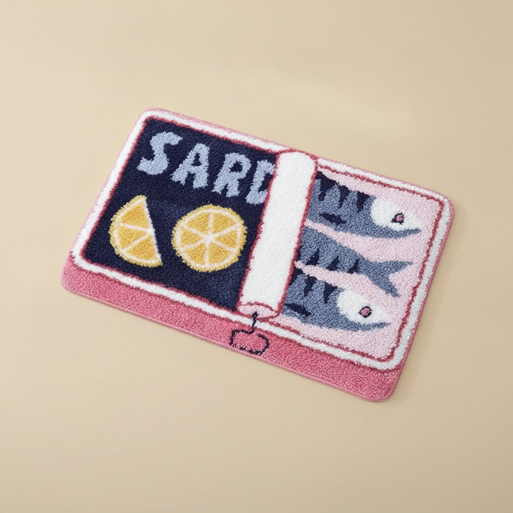 Tapis de bain design boîte de sardines