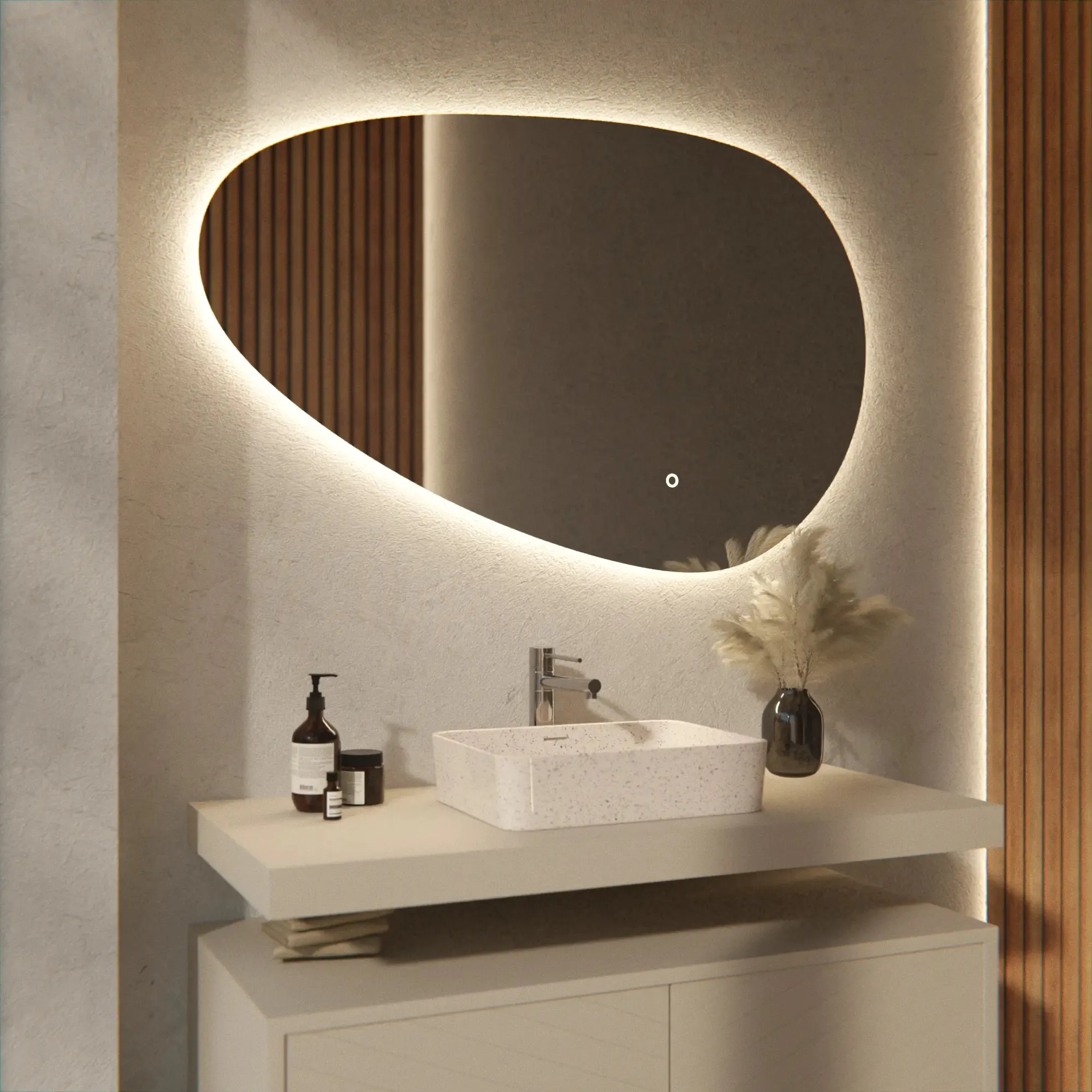 Miroir de salle de bain asymétrique sans cadre 120x75cm