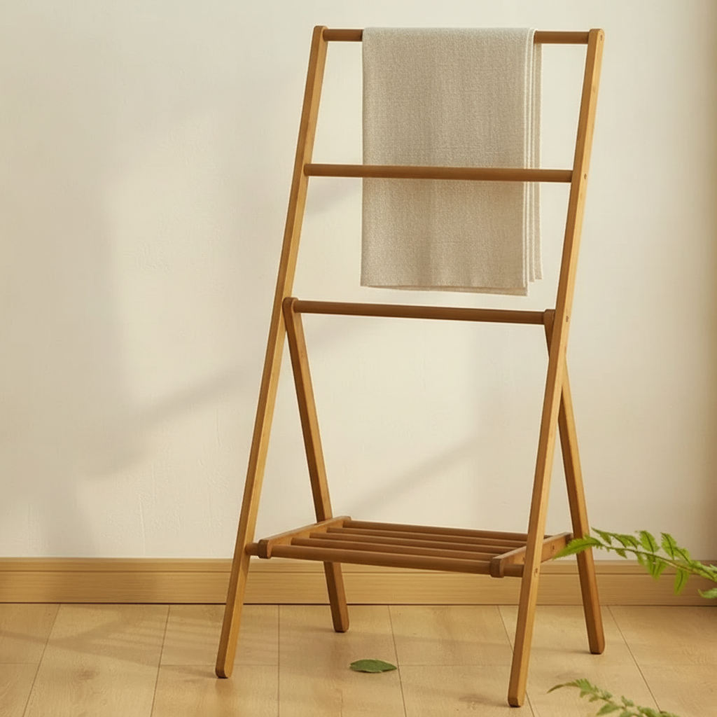 Porte-serviettes sur pied pliable