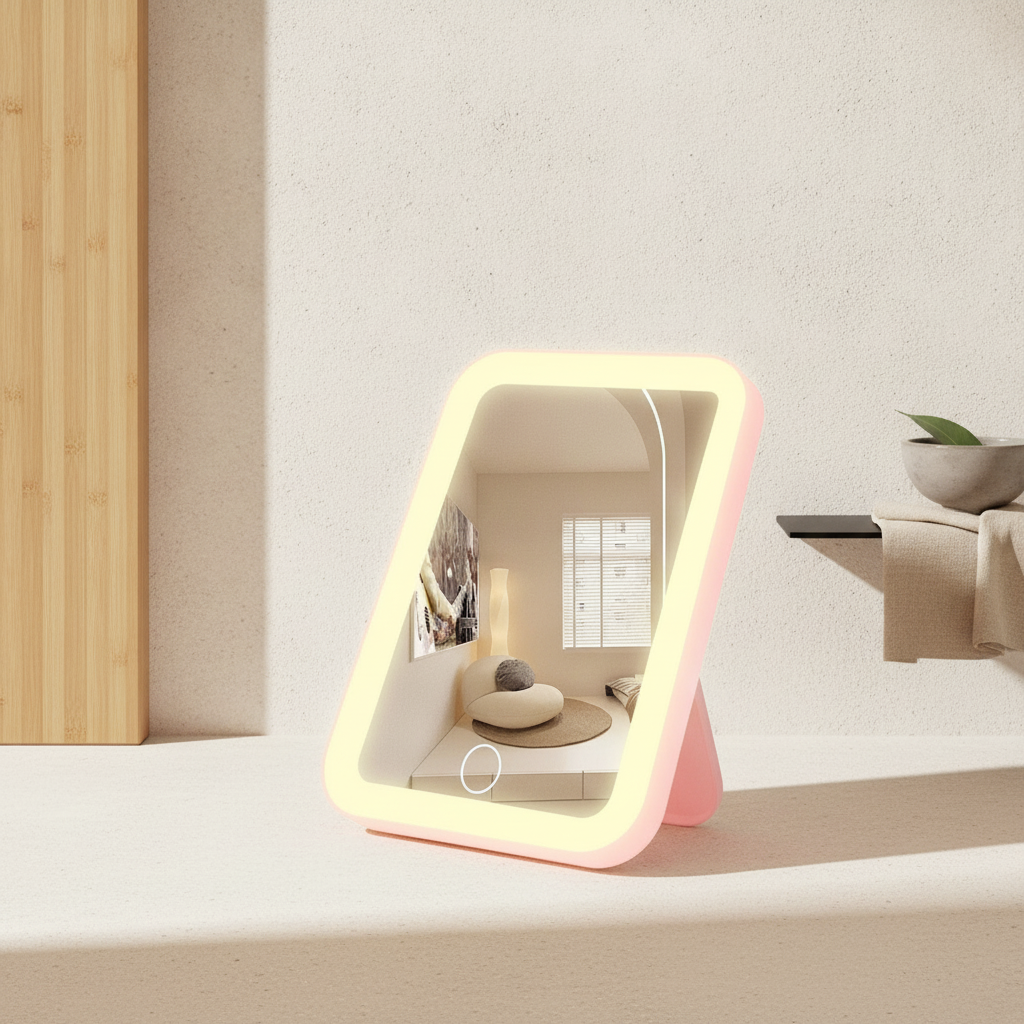 Miroir de maquillage LED tactile portable