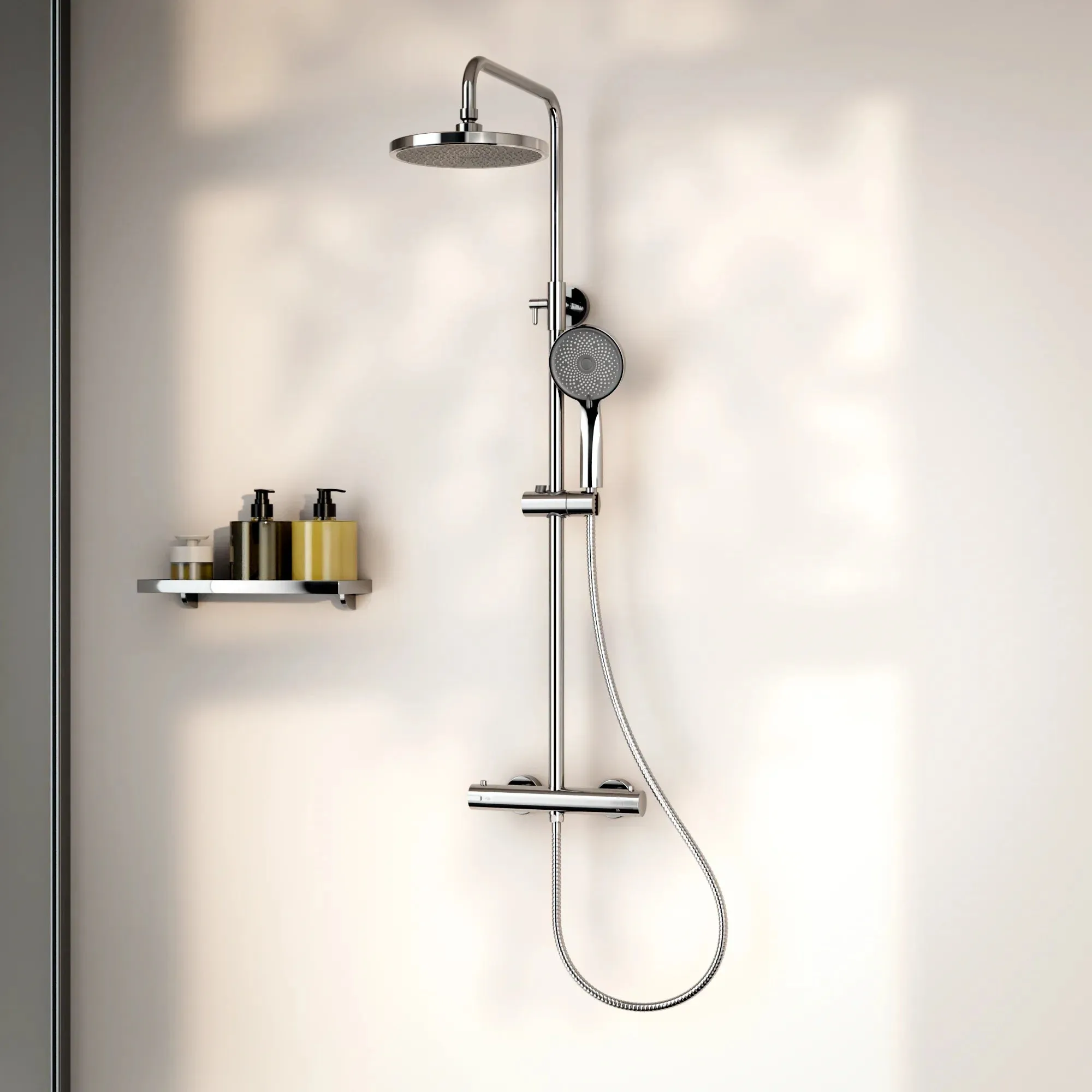 Douche de pluie Luno - Chromé avec robinet thermostatique - 22 cm