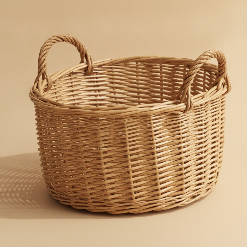 Panier à linge en osier tressé