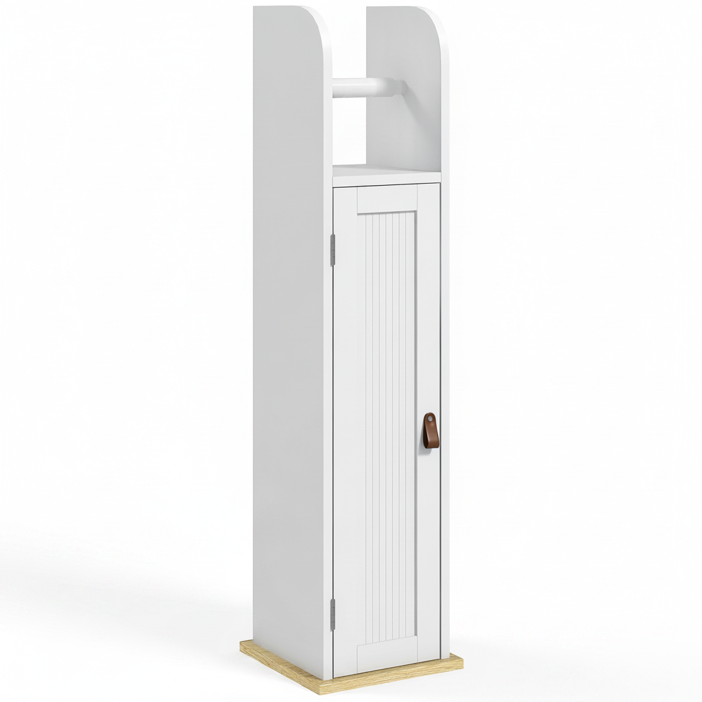 Colonne de salle de bain blanche à étagères