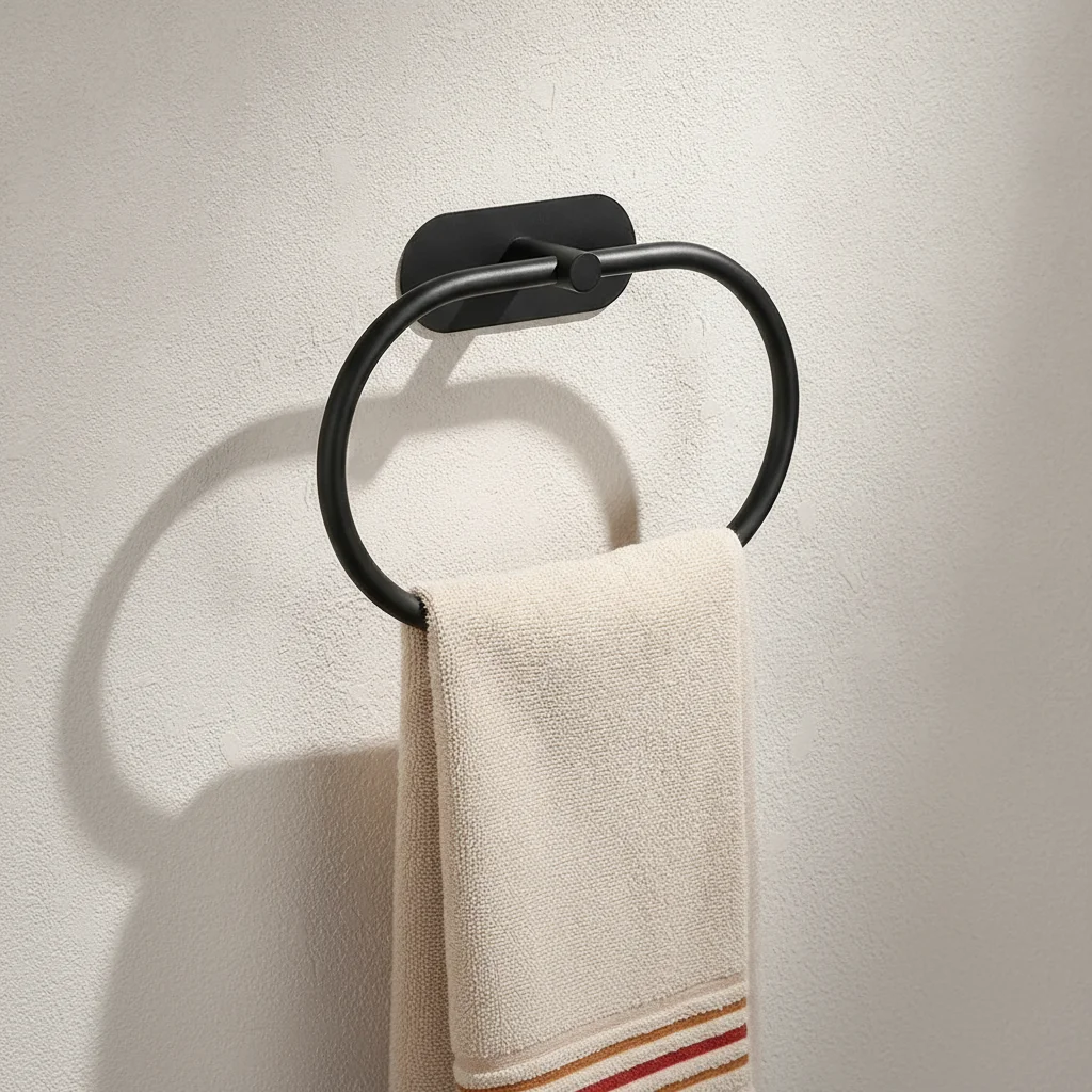 Porte-serviette adhésif noir mat