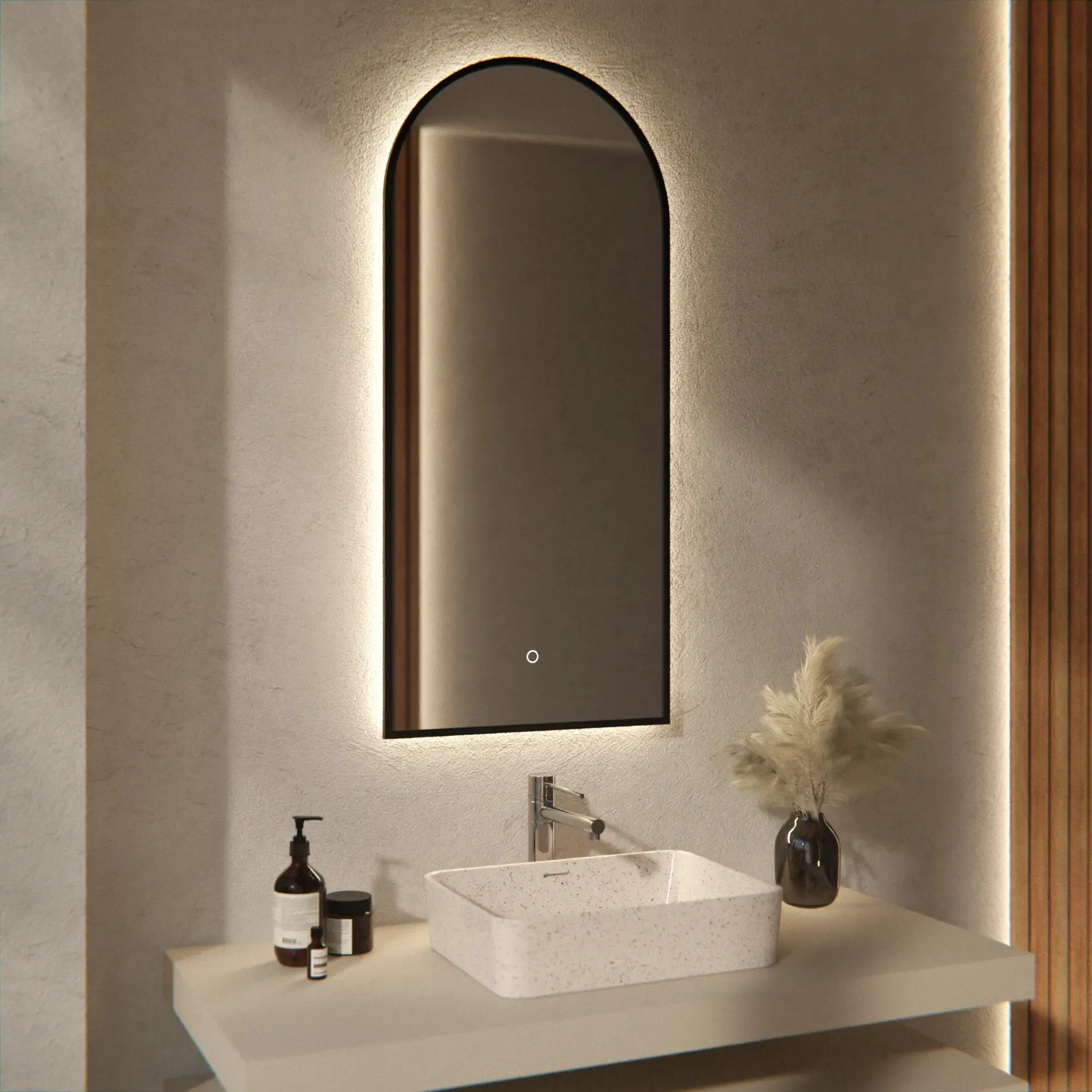 Miroir de salle de bain - 45x100 - Arche - Cadre noir