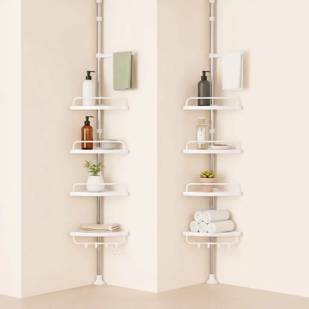 Étagère de douche d'angle télescopique 4 niveaux
