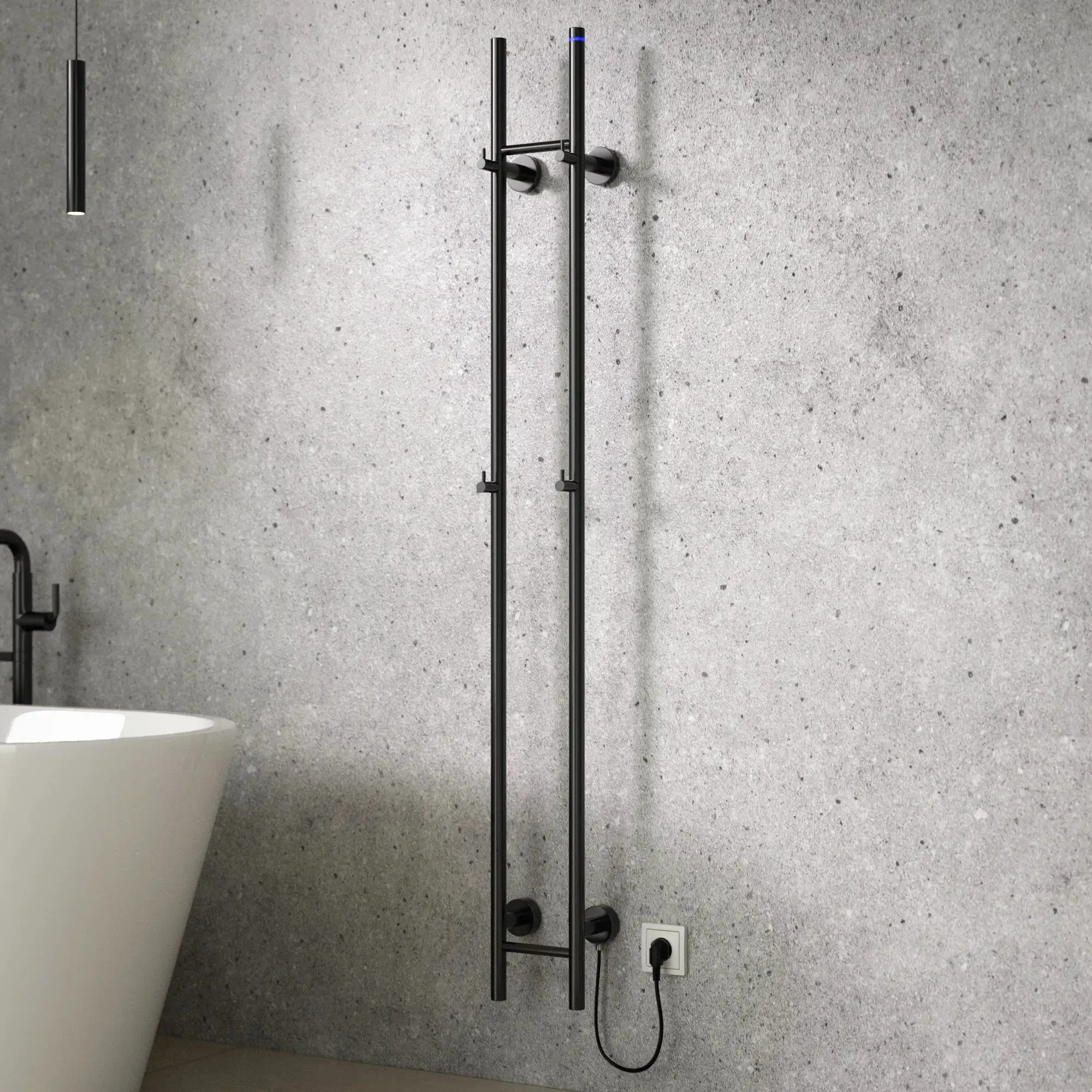 Sèche-serviettes électrique double gunmetal 150x16.8 cm