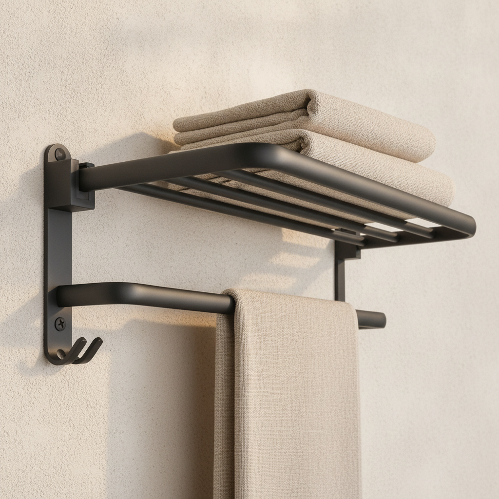 Étagère de douche 2 niveaux noir mat