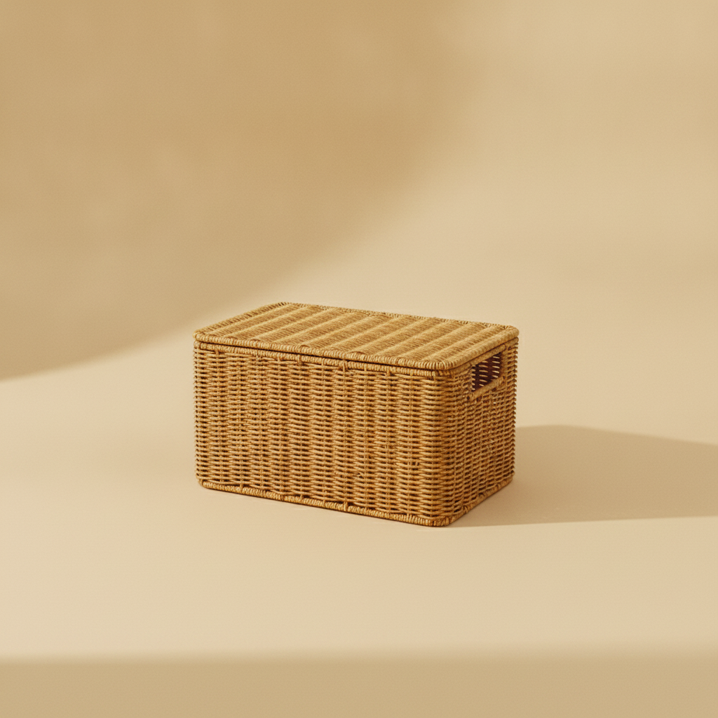 Grand panier de rangement en rotin tressé