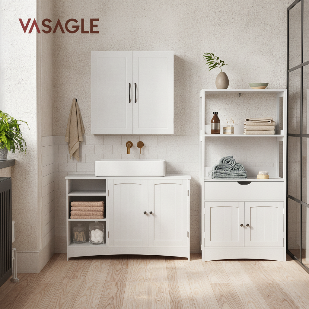 Meuble sous-lavabo blanc 2 portes 90 cm