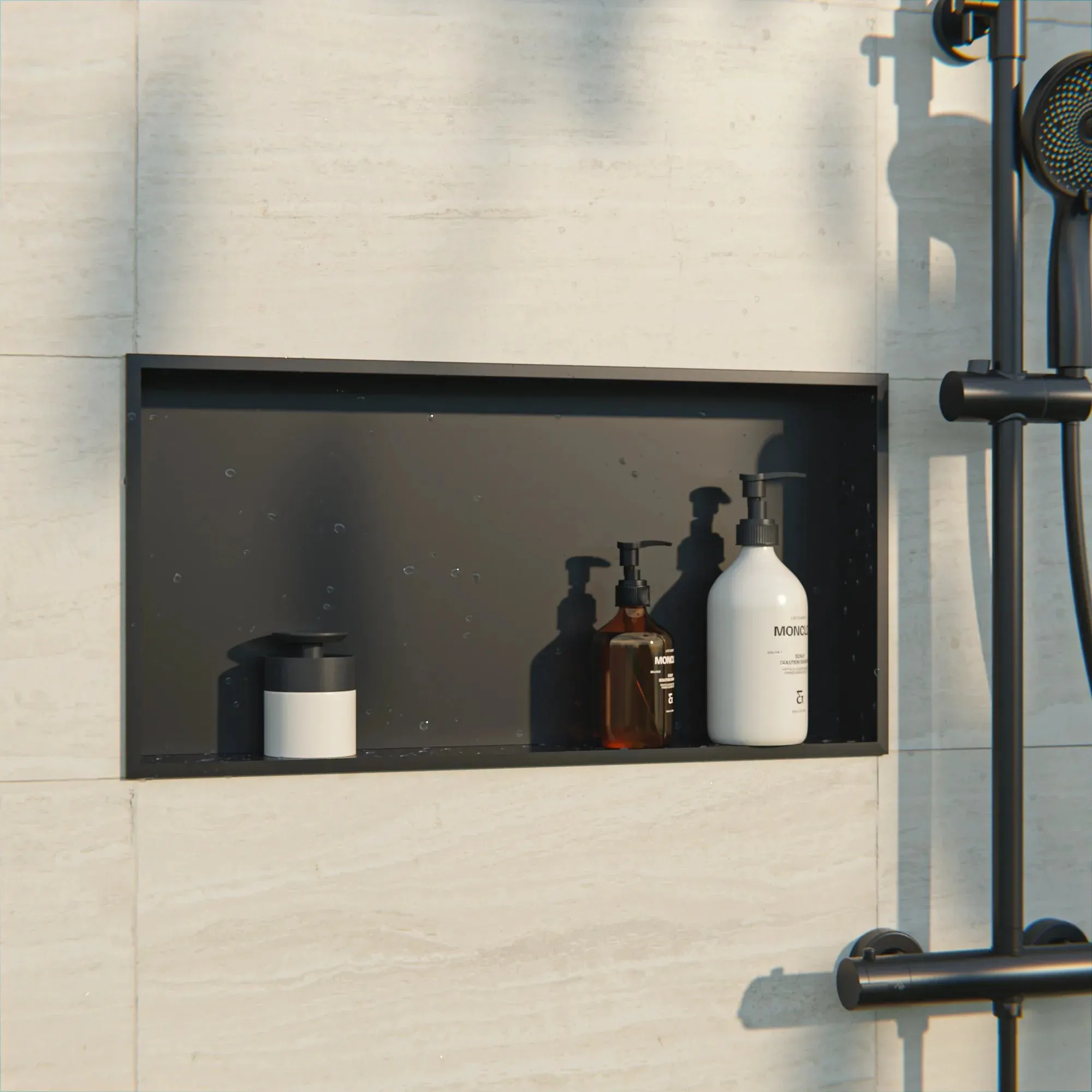 Niche de douche encastrable noire 30x60x7 cm