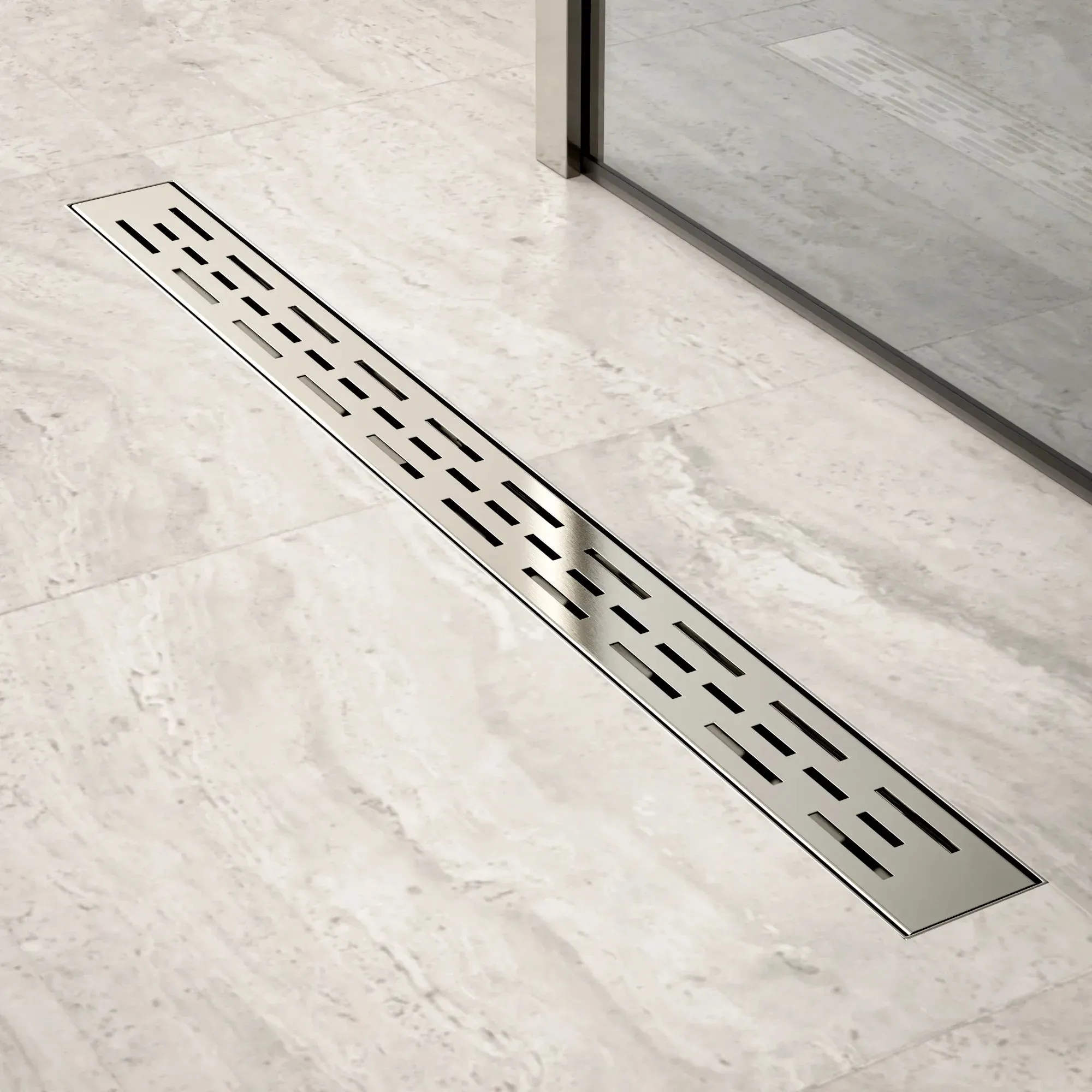 Caniveau de douche – 80 cm – Grille standard – Acier inoxydable – avec bride